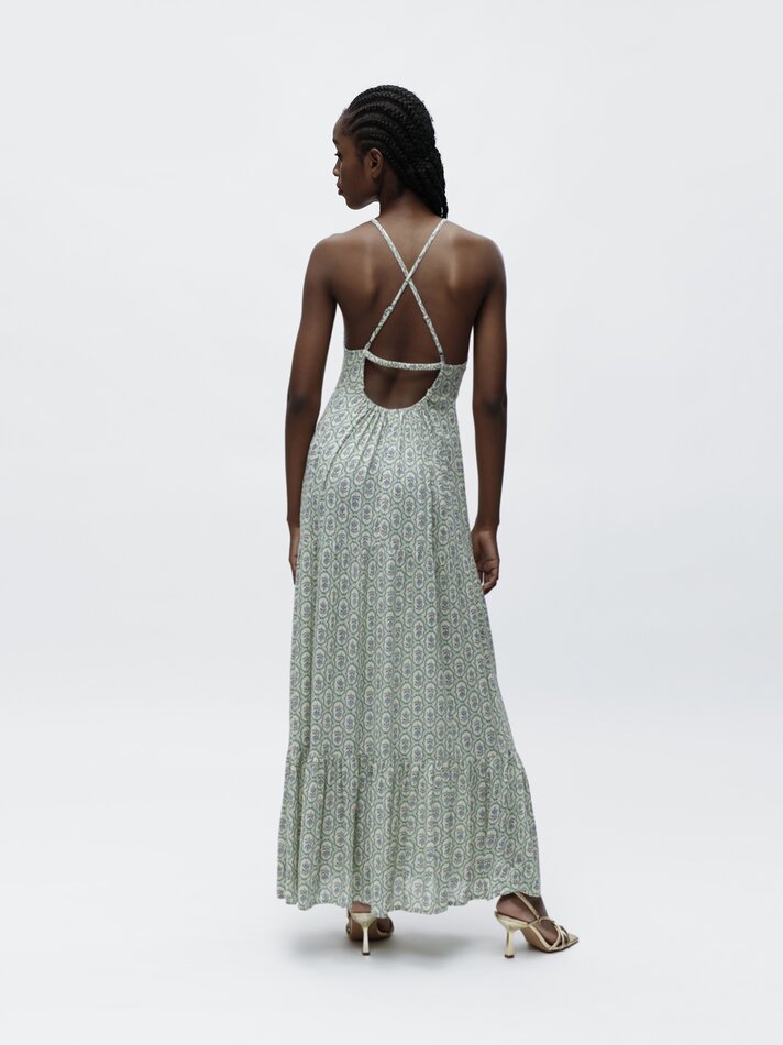 Vestido longo estampado - Verde