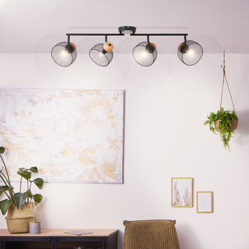 Brilliant opbouwspot Thuy 4-lichts bamboe/zwart