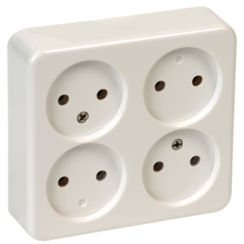 OK stopcontact opbouw 4-voudig wit