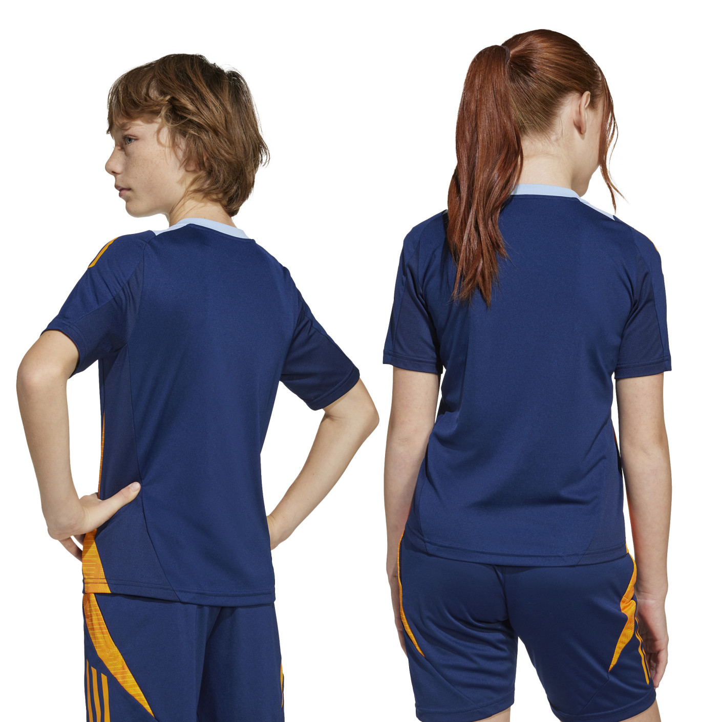 Adidas Real Madrid Trainingsshirt 2024-2025 Kids Donkerblauw Oranje Lichtblauw
