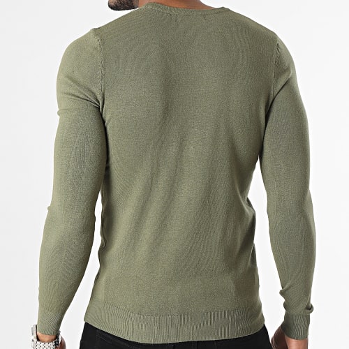 Pull Col V Vert Kaki