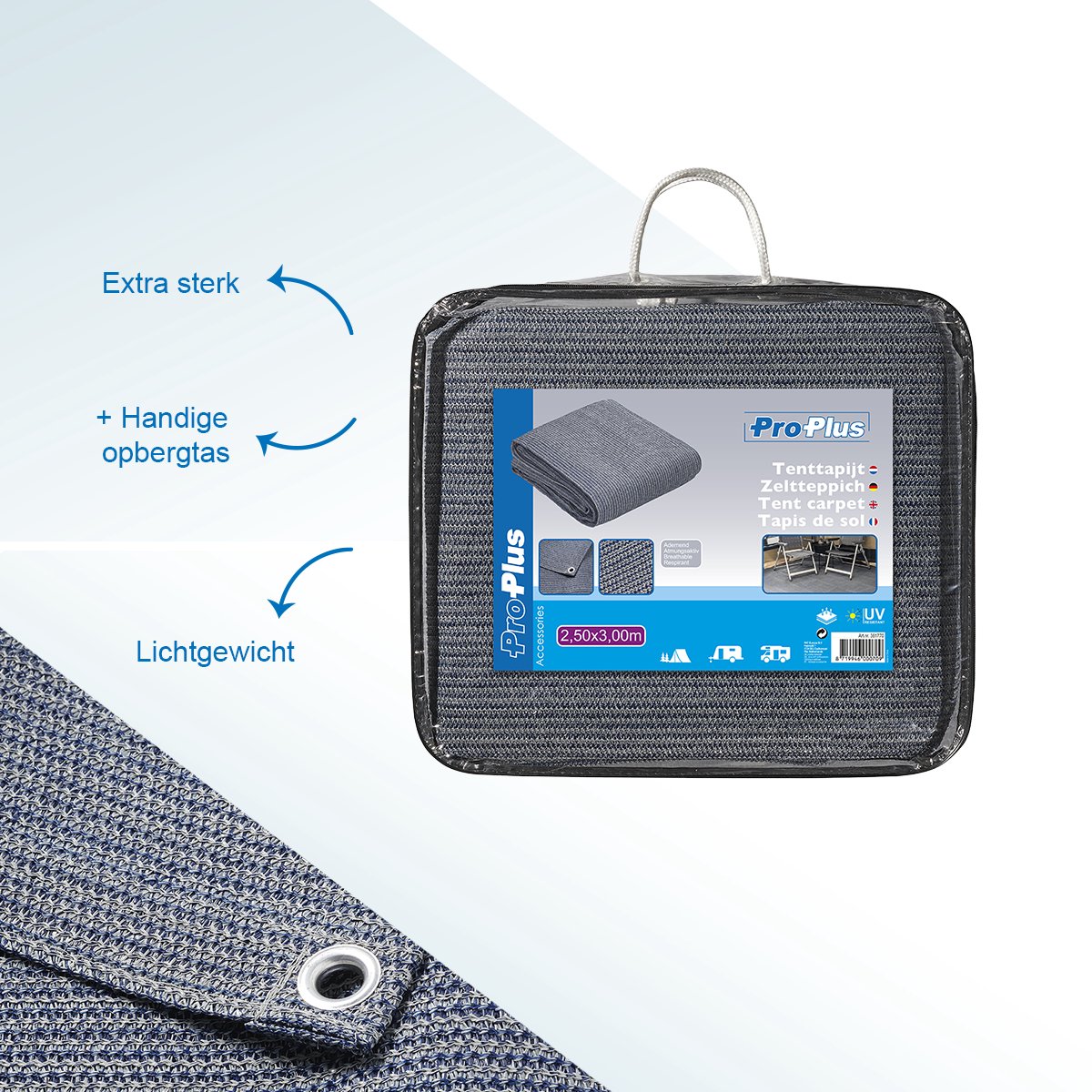 ProPlus tenttapijt 250 x 300 cm - Blue/White