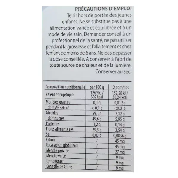 Pranarom Aromaforce Gomas Calmantes para a Garganta com Eucalipto Orgânico 45g