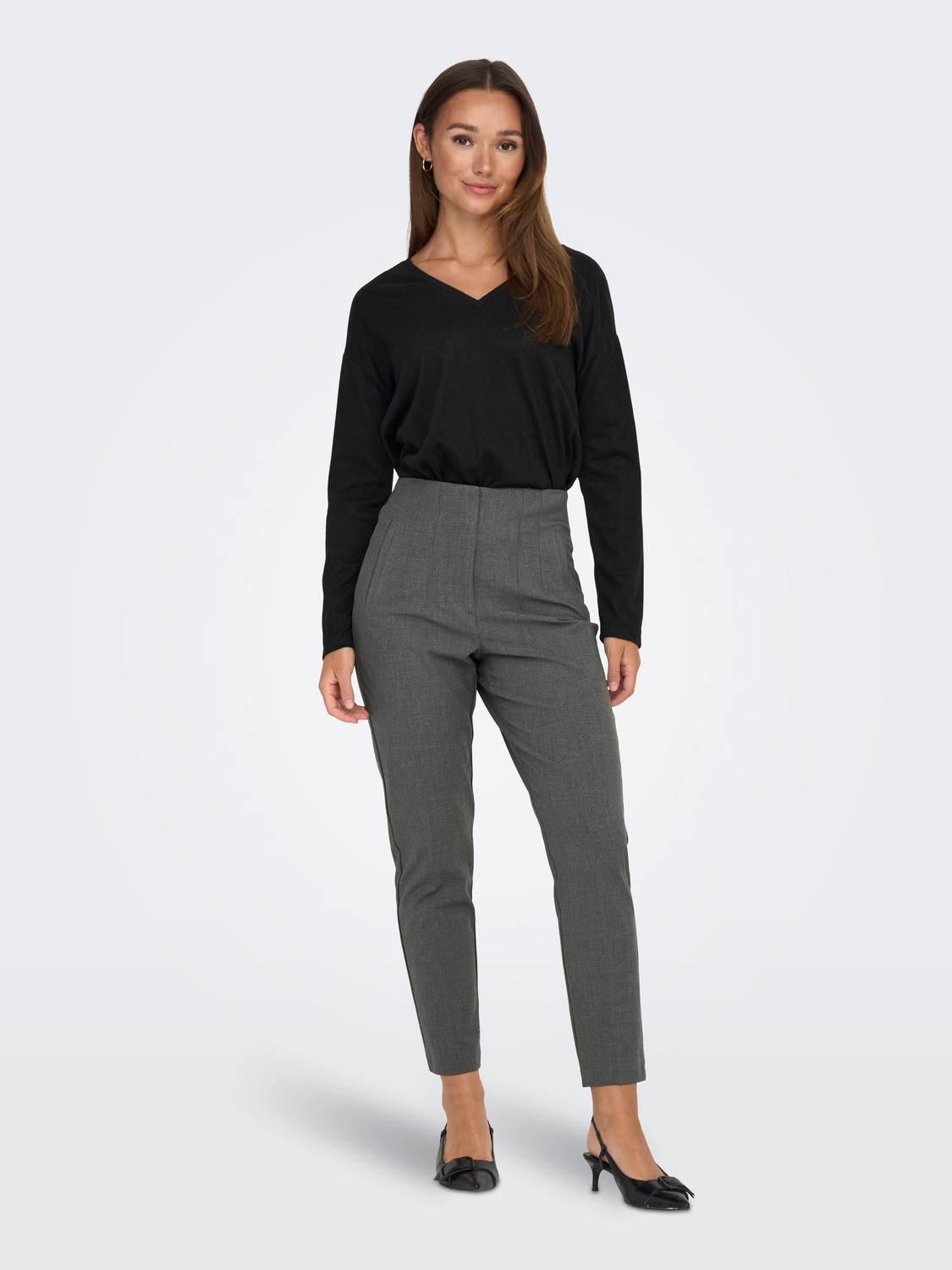 JDYSIENNA Hohe Taille Normal geschnitten Hose Dark Grey
