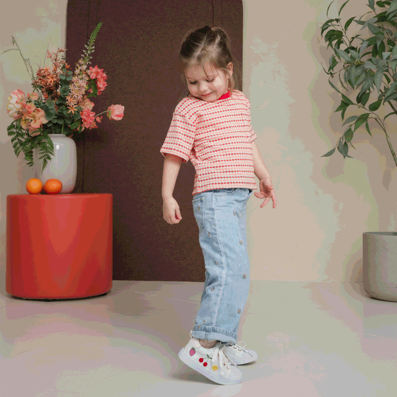Shoesme witte sneaker met fruit Microleer | Meisjes schoenen