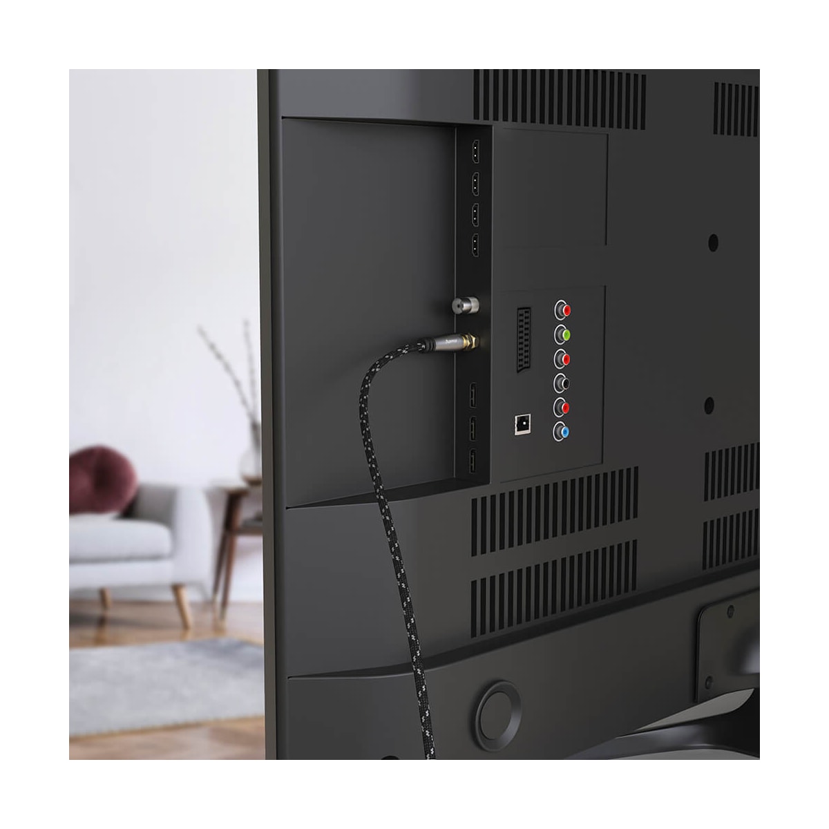 Hama SAT F-F 120dB antennekabel (sort, 3m)