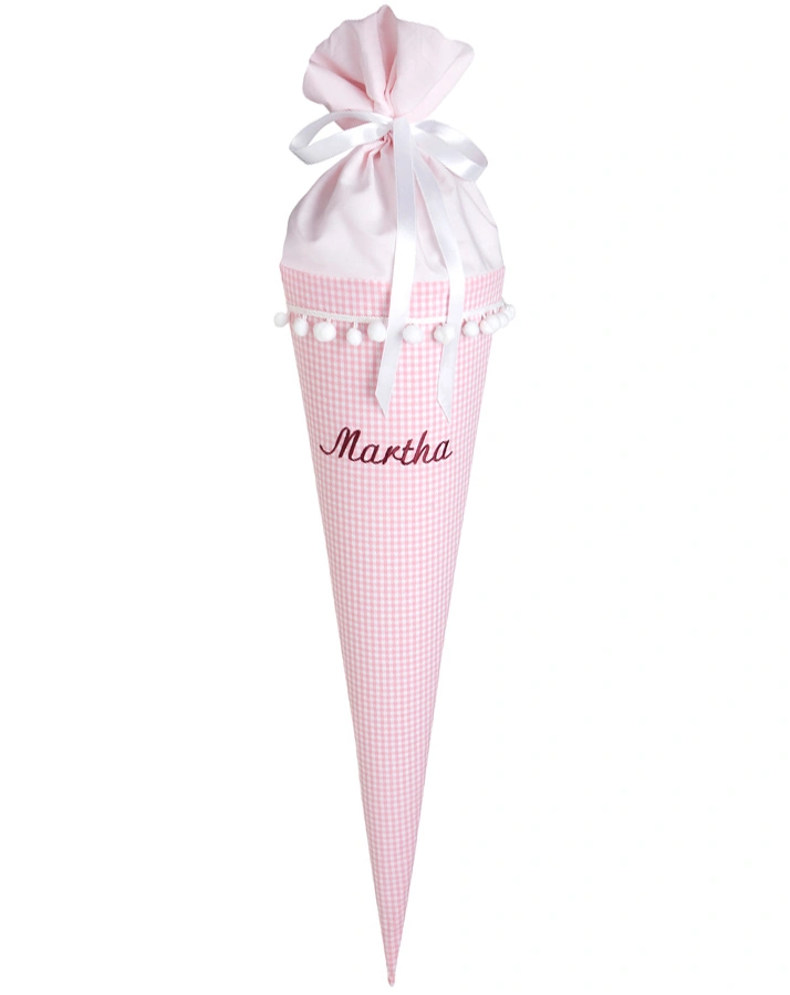 Personalisierte Schultüte rosa (Stickfarbe: rot)
