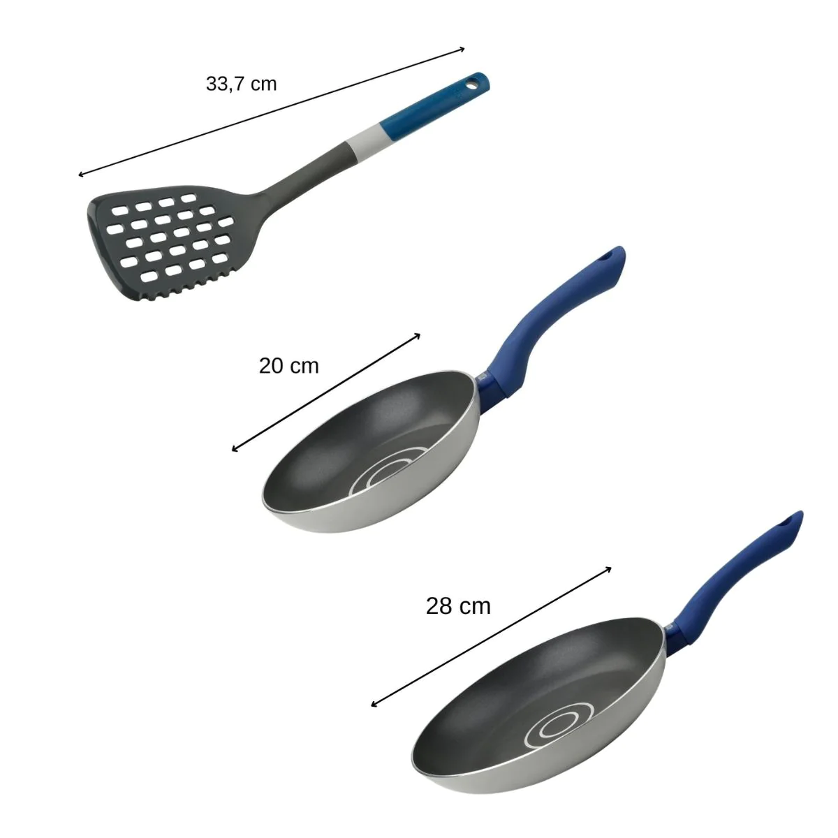 Ensemble 2 poêles à frire avec doseur d'huile et 1 spatule 2 en 1 Tast