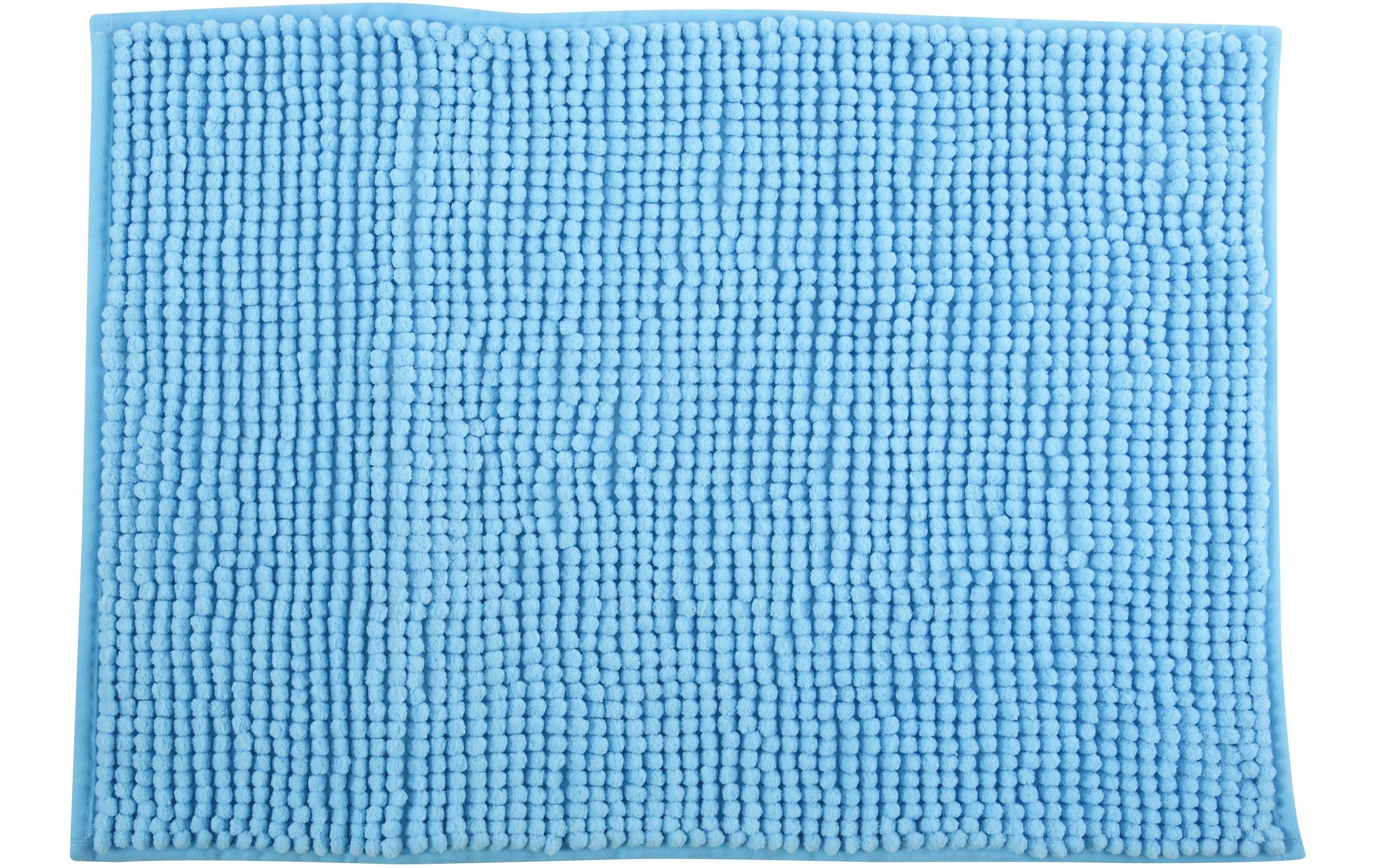 Badteppich Chenille 60 x 90 cm, HellblauBadematte mit rutschfester Unterseite