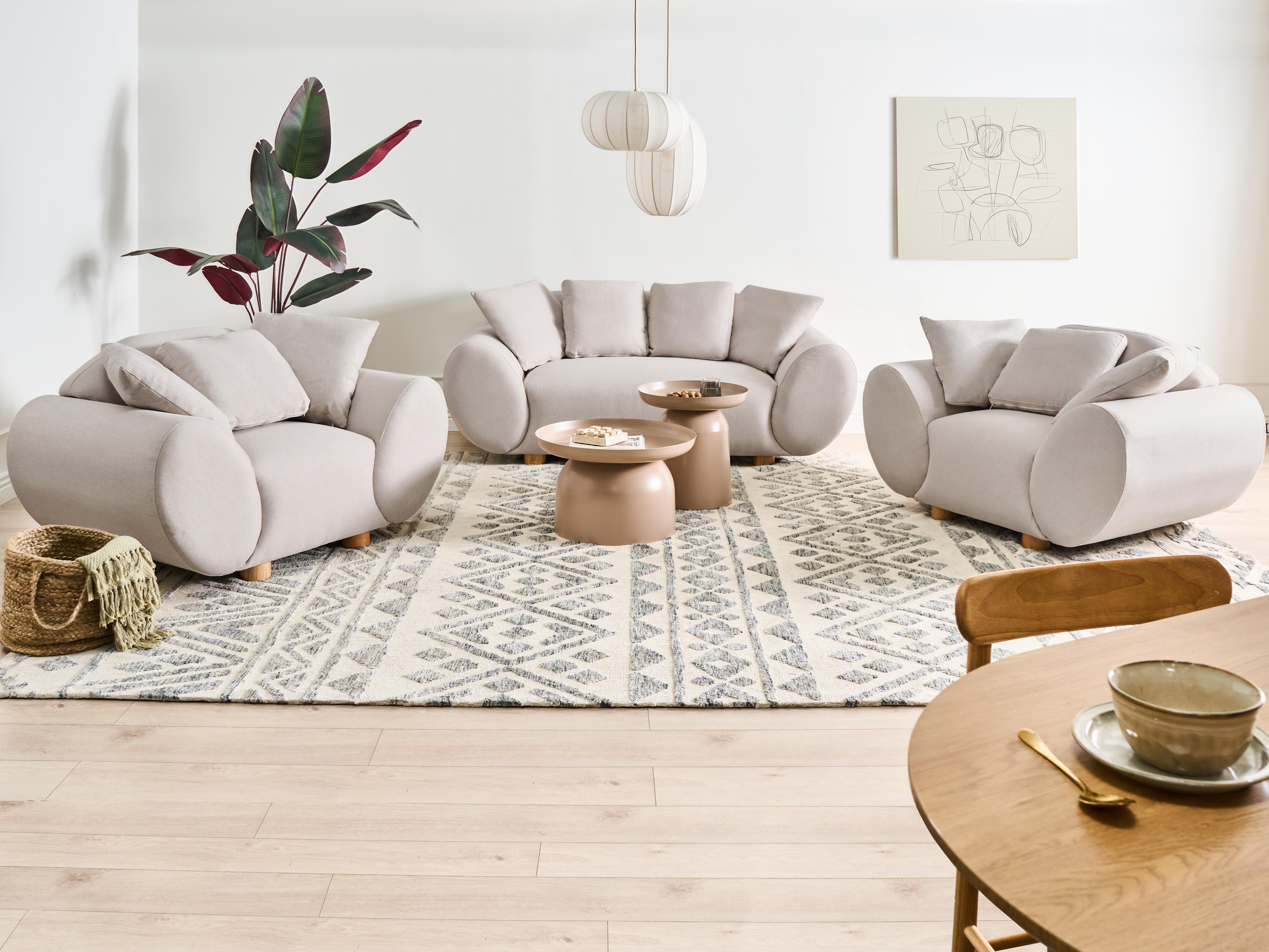 Fauteuil RINGEL met kussens Stof Lichtbeige