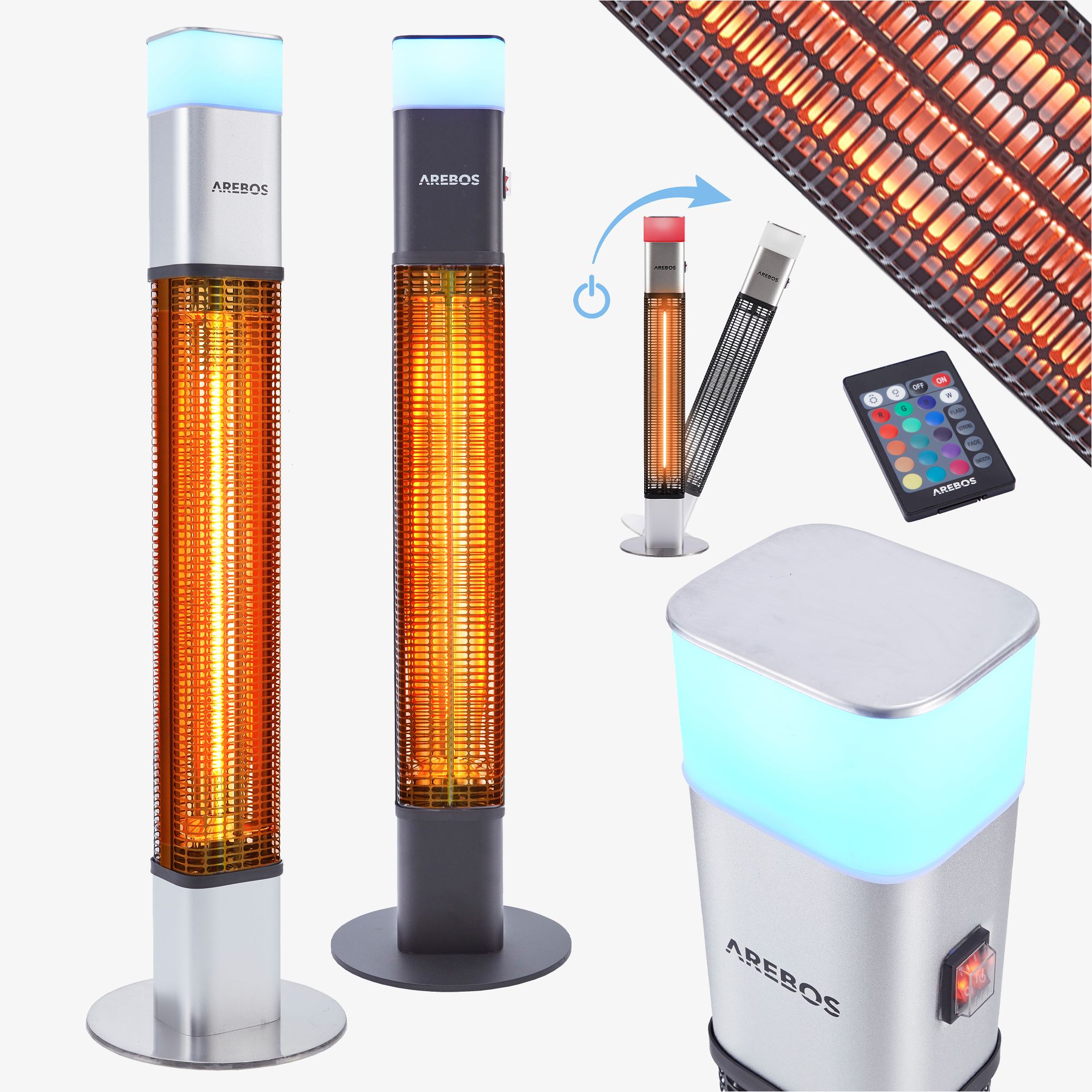 Infrarot Terrassenheizstrahler 1500W mit LED