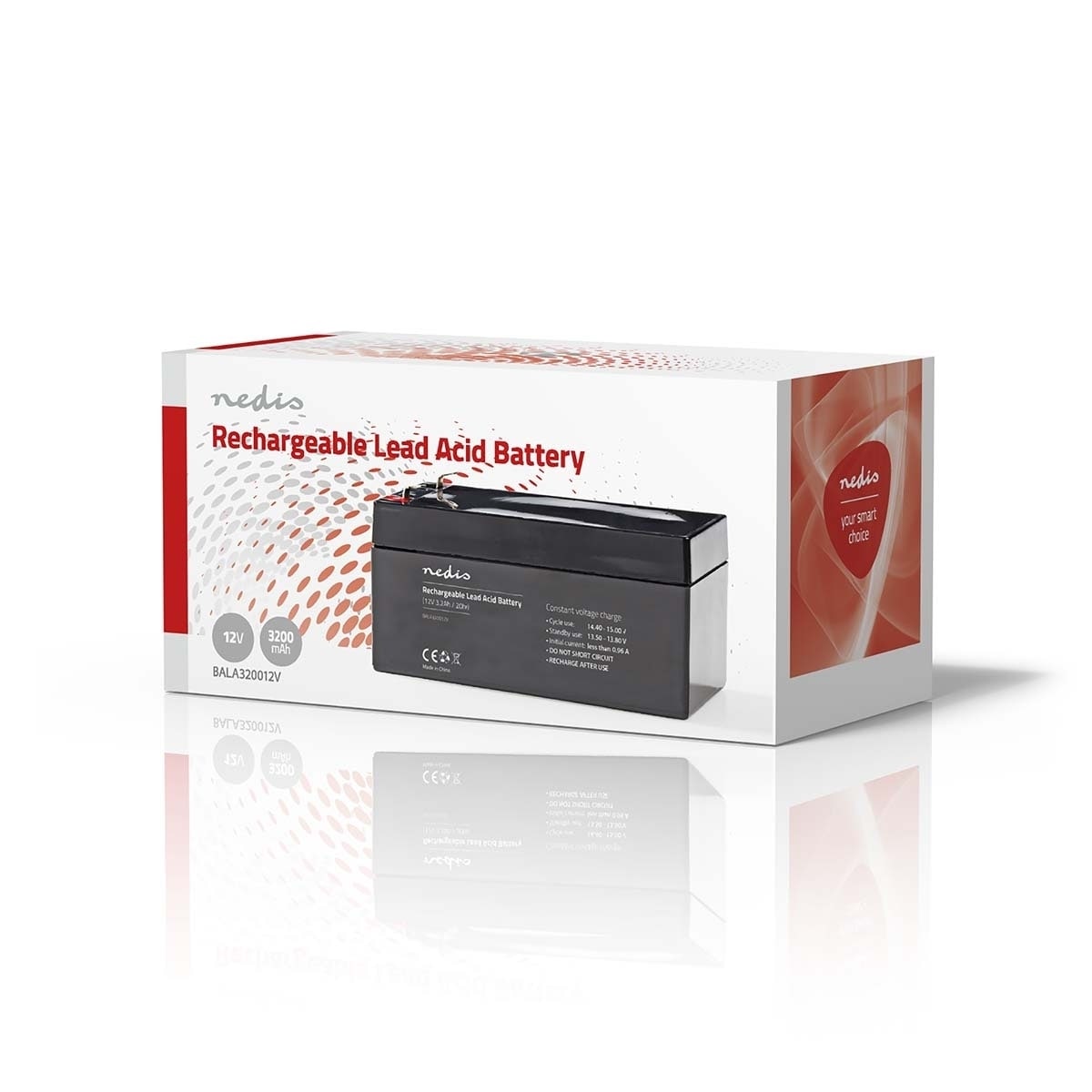 Nedis Oppladbart blybatteri | Lead-Acid | Oppladningsbar | 12 V | 3200 mAh