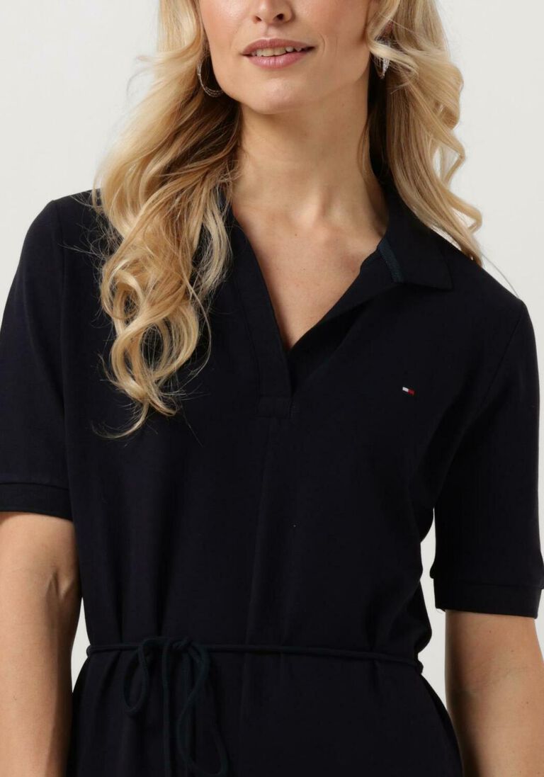TOMMY HILFIGER donkerblauwe tommy hilfiger midi jurk opn plkt lyll polo dress