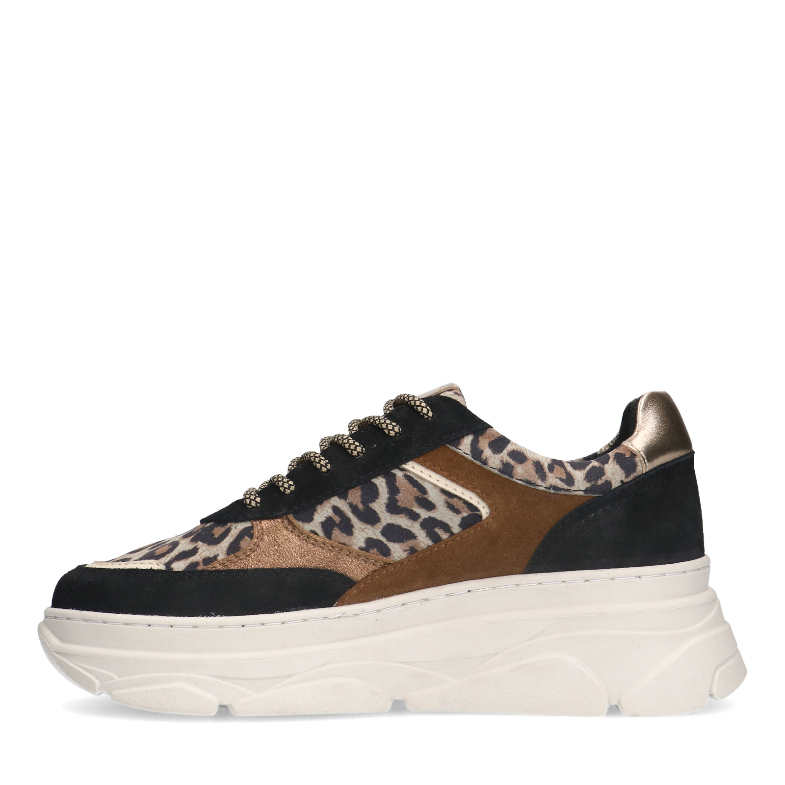 Zwarte suède sneakers met panterprint