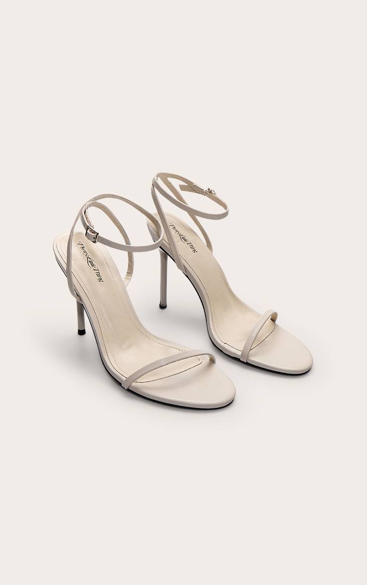 Crème Sandales Minimalistes À Bout Rond Et Talon Fin