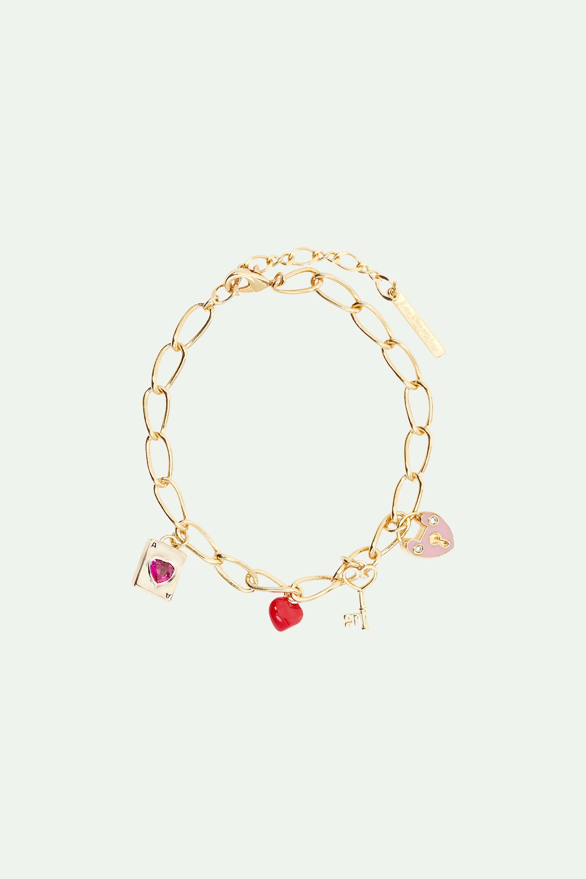 Bracelet chaine rectangle et charm's d'amour | Multicolore