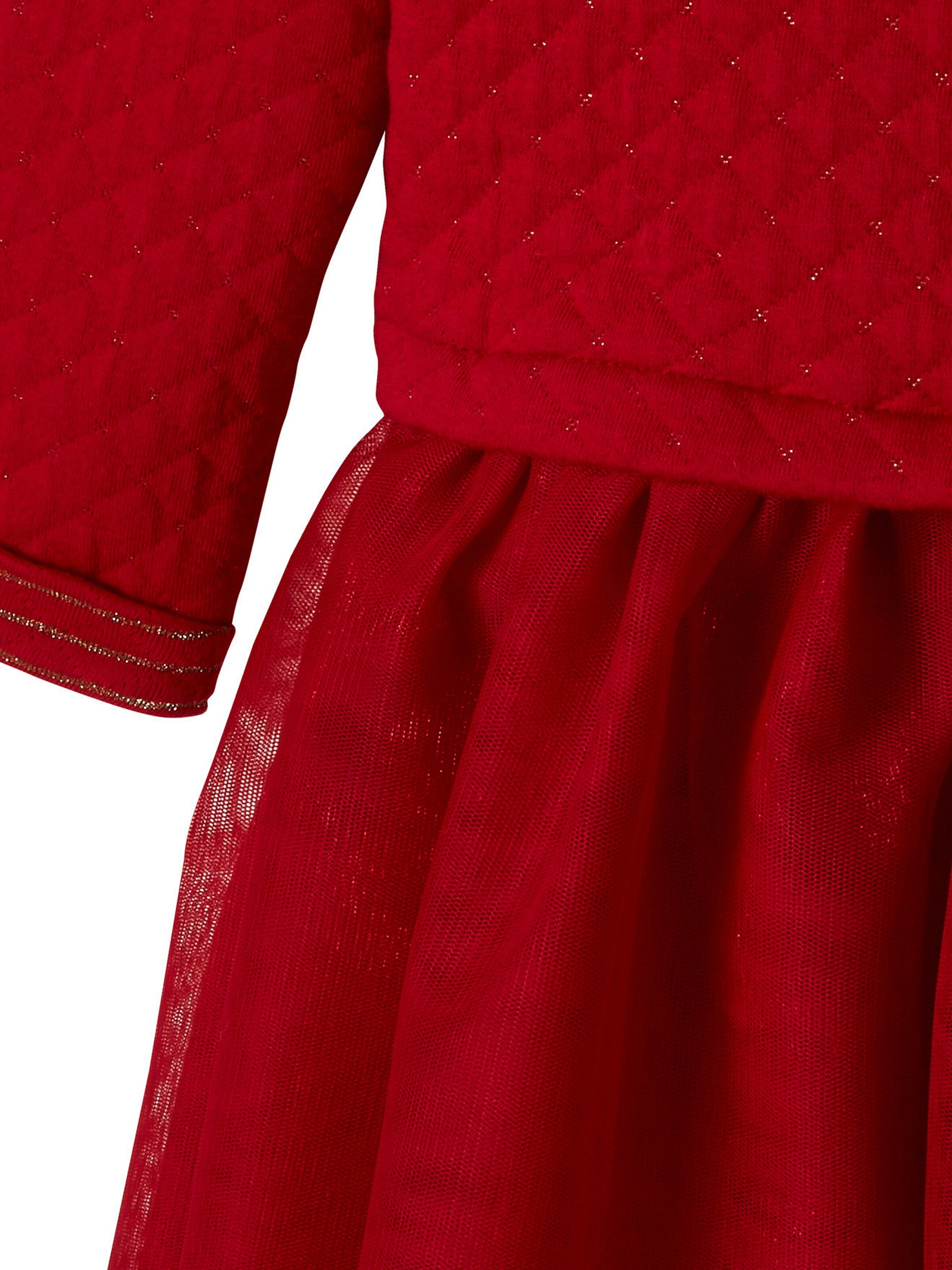 Vertbaudet Festliches Mädchen Kleid, Materialmix ziegel