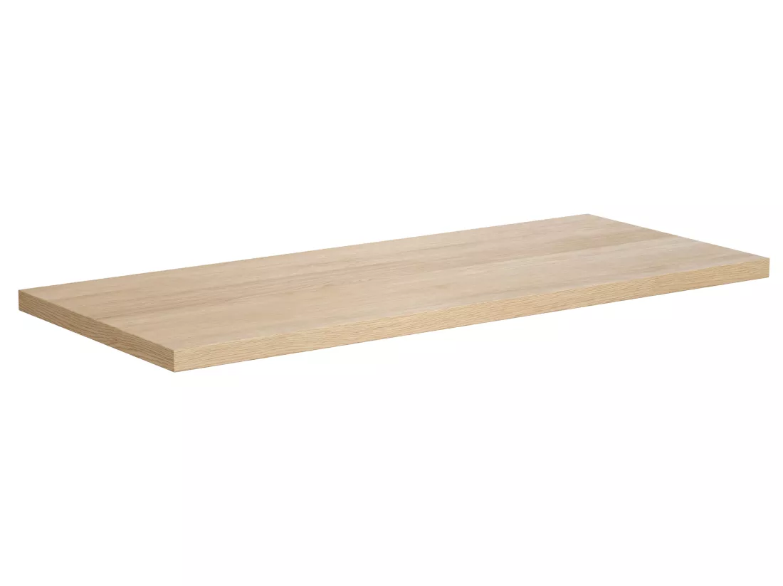 Meuble de salle de bain avec vasque à poser en pierre - Placage chêne - 80 cm - COSMOTI