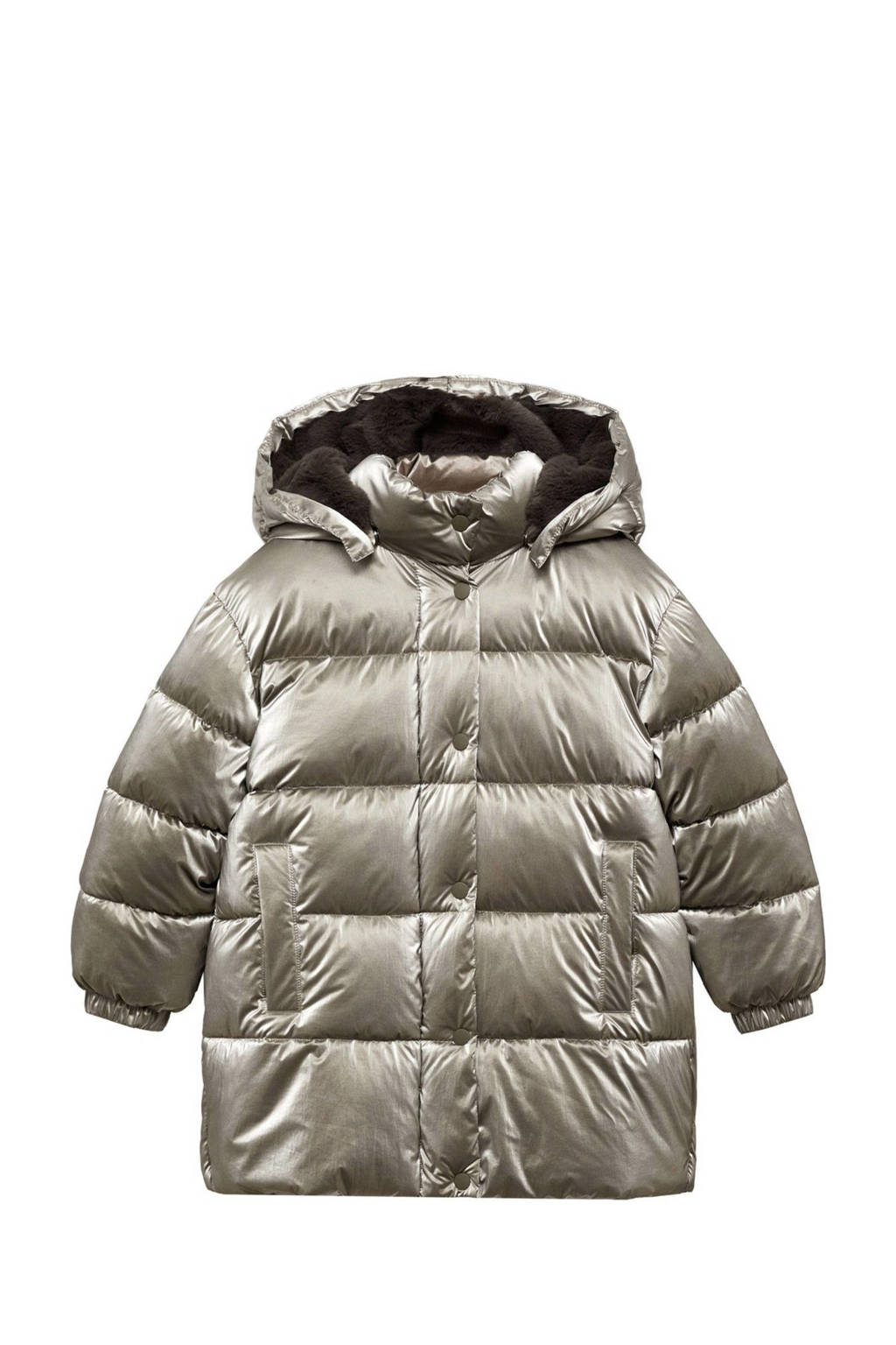 Mango Kids gewatteerde jas zilver