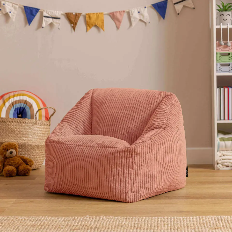 Set van 2 icon Kinderzitzakken Morgan - Corduroy Zitzak met Vulling - Oud roze