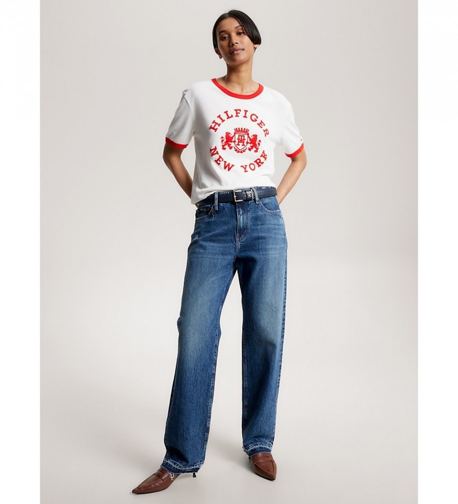 Camiseta Tommy Hilfiger Velvety White College Logo