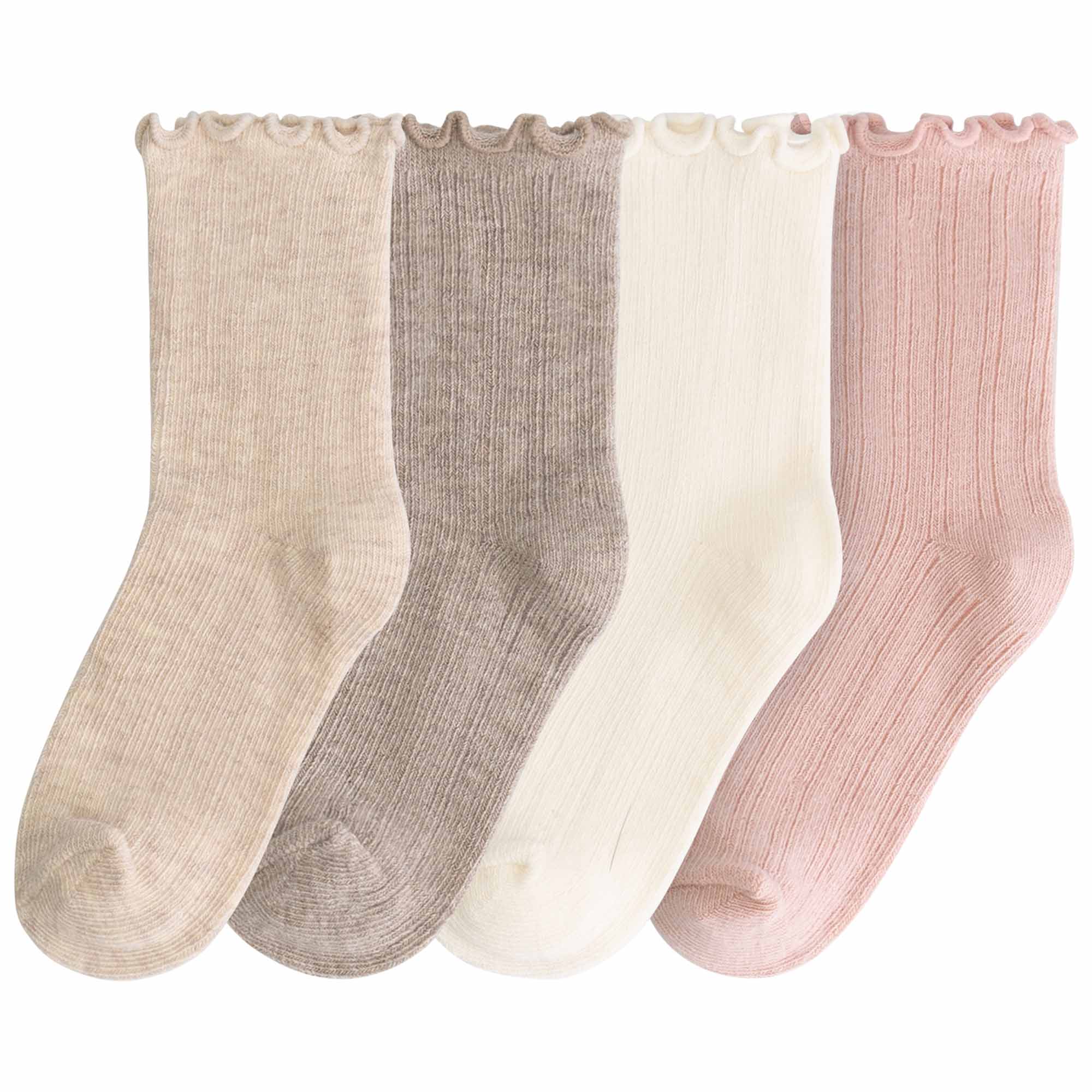 Prénatal kinder sokken rib 4 paar   taupe