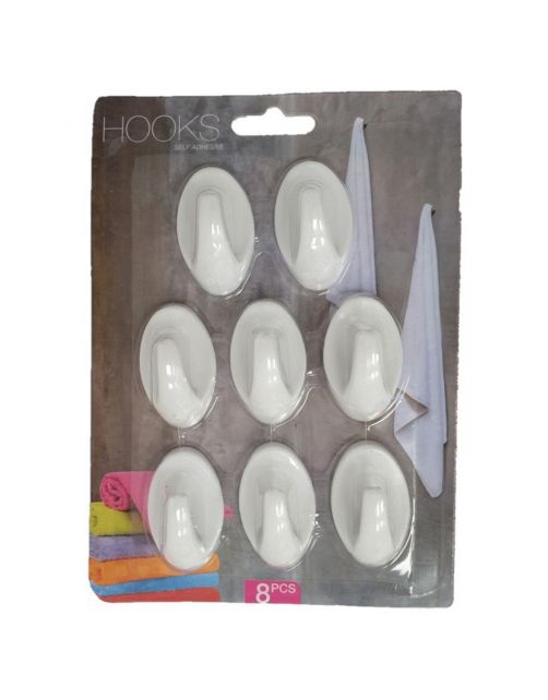 Homestyle Haakjes Klevend 8 St - Huishoud - Wit 4 Ass Set