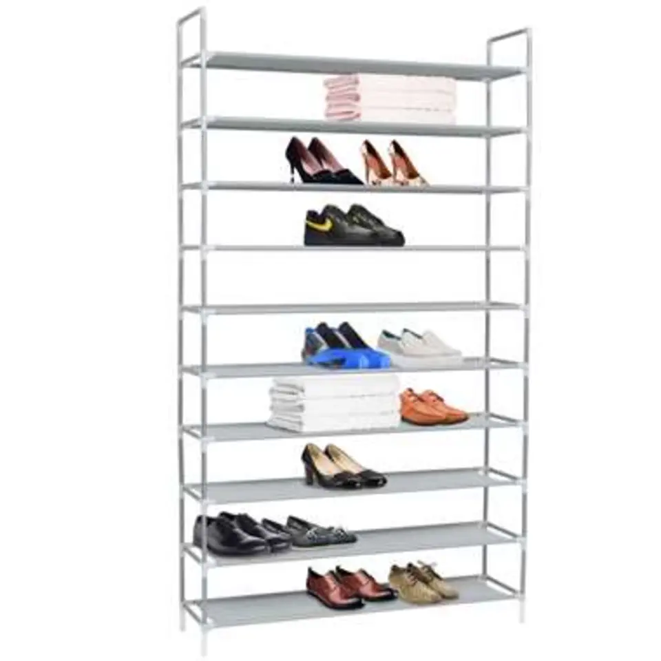 vidaXL - Schoenrek - Zilver - Stof - 100 x 29.5 x 170 cm