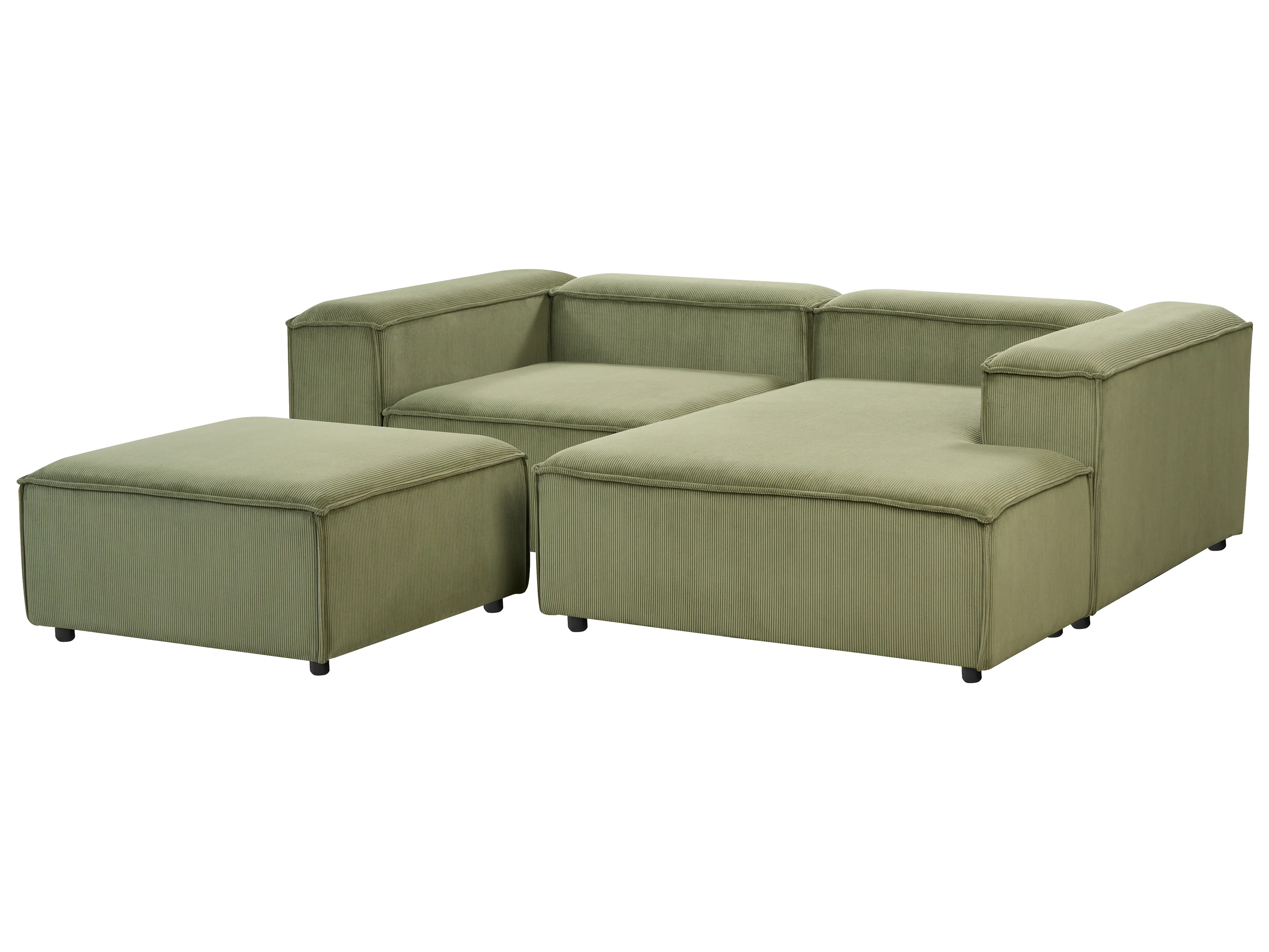 Modulaire hoekbank 3-zits ARDAL Corduroy Groen met ottomaan linkszijdig