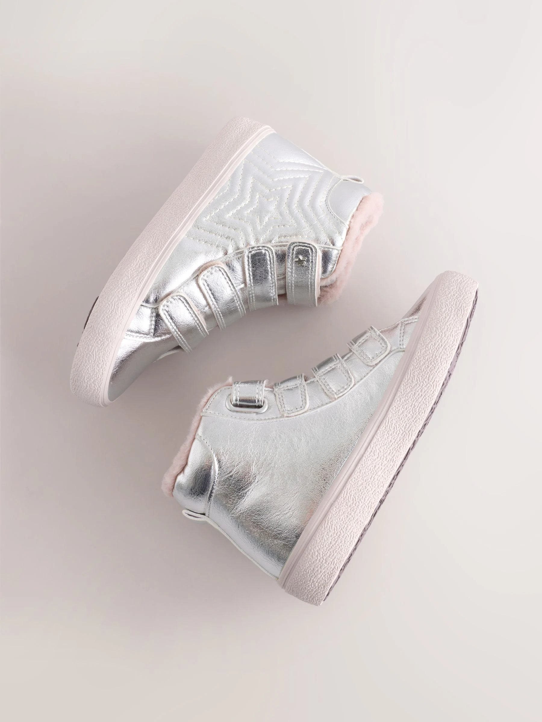 Zilver - Touch and Close Fastening High Top Trainers