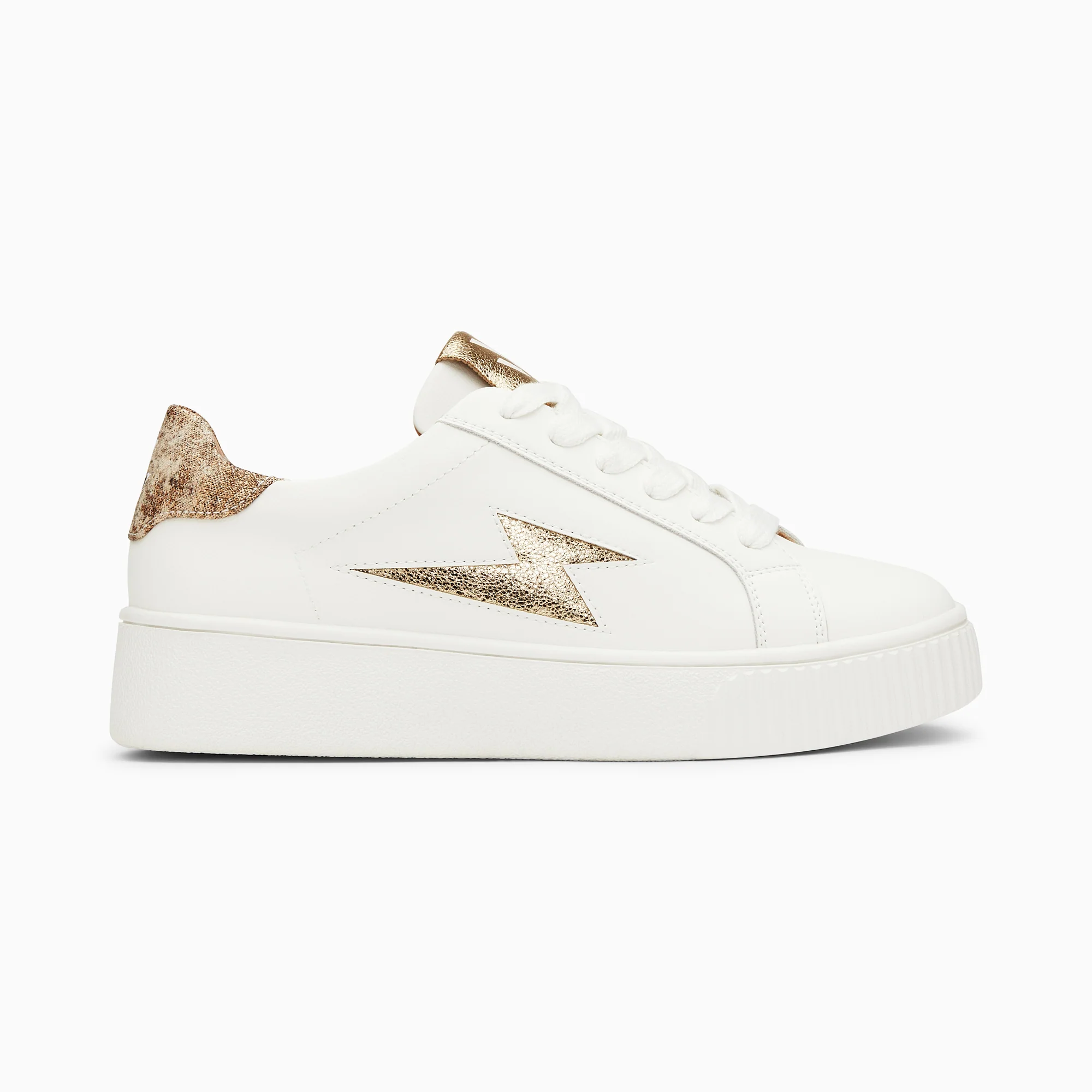 Sneakers-Baskets éclair Joy blanc et or à lacets