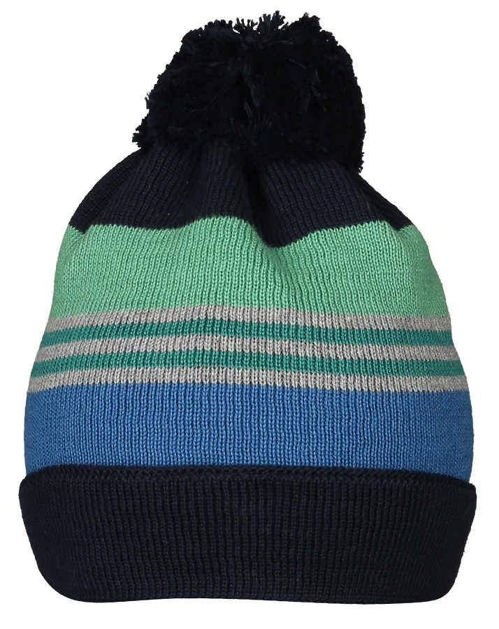 Strick-Mütze FUNNY FACES – MULTI mit Bommel in navy