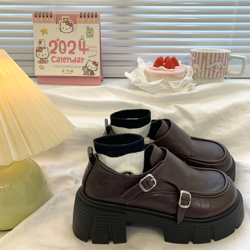 DURAC - Loafers met imitatieleren plateauzool en gespband