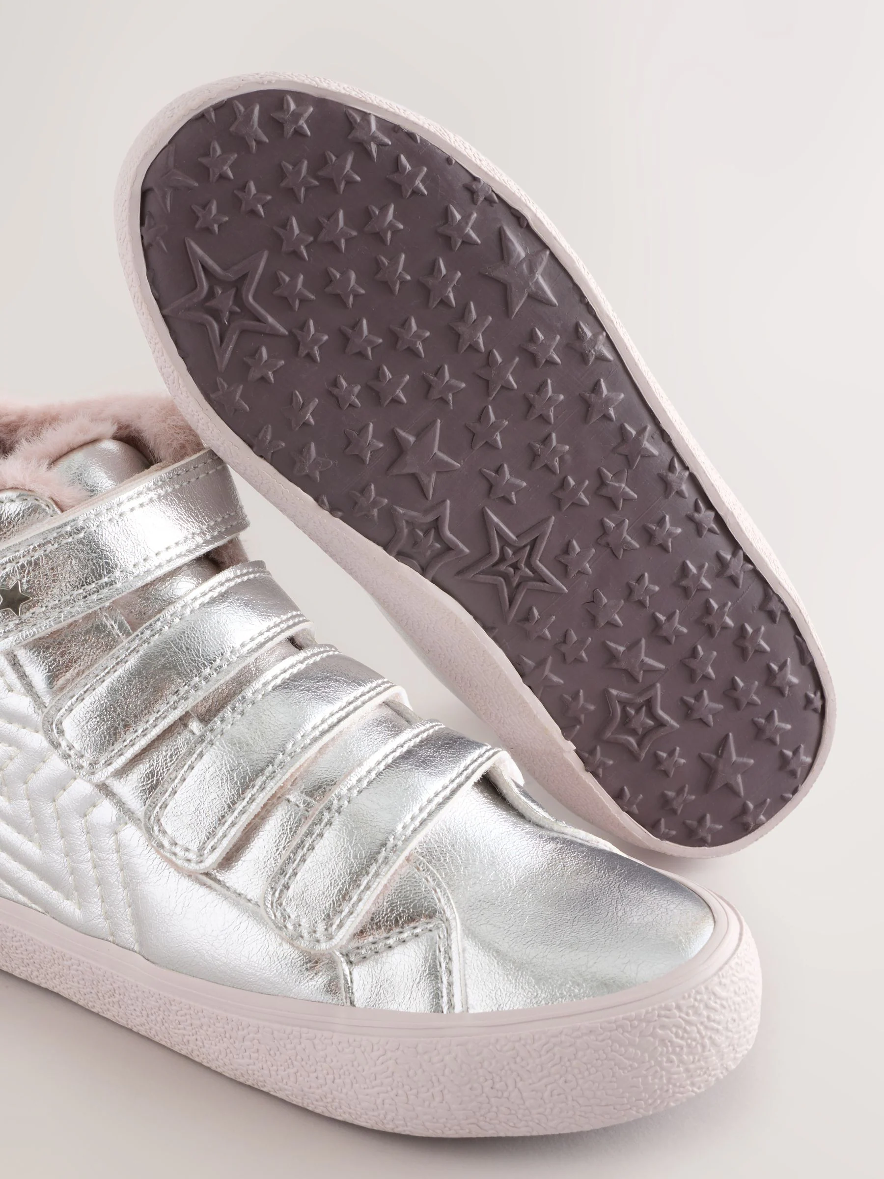 Zilver - Touch and Close Fastening High Top Trainers