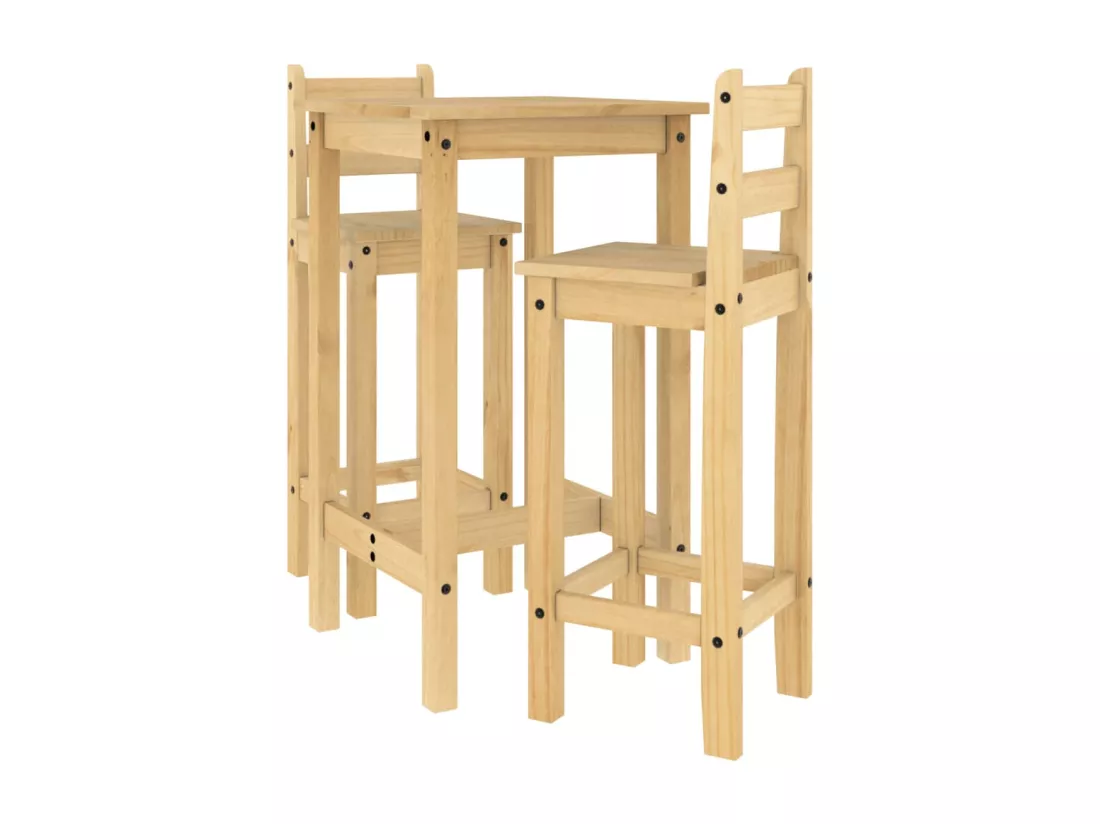 Ensemble de bar 3 pcs Bois de pin massif
