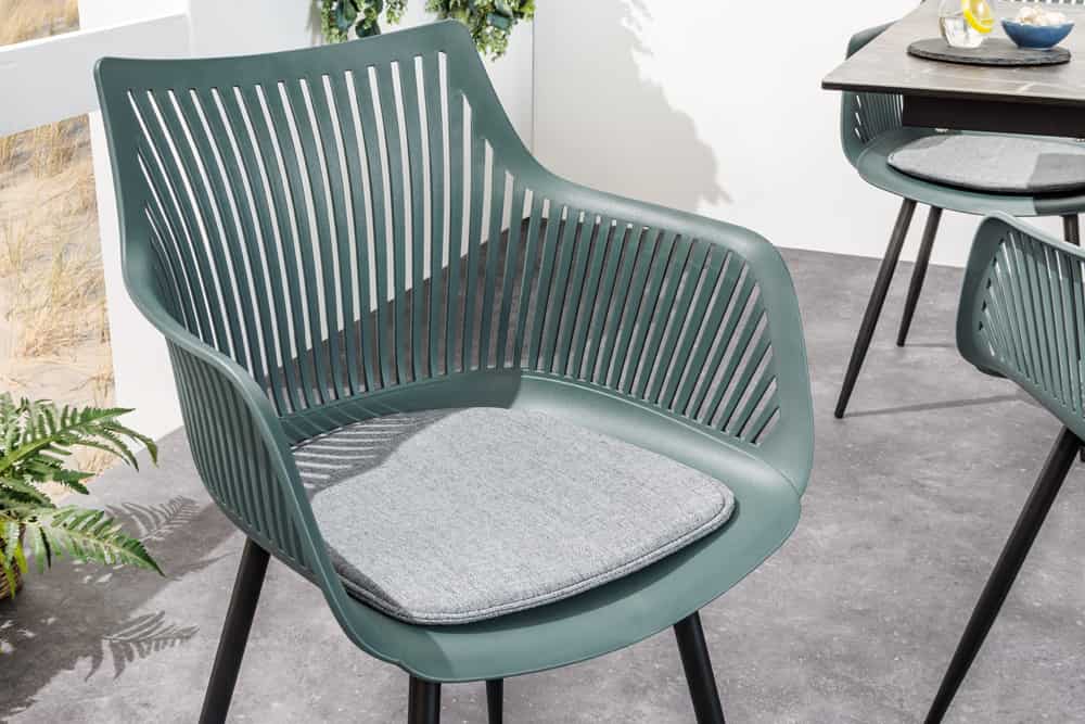 Moderner Stuhl SIGNUM salbei schwarz Kunststoff Gartenstuhl Indoor Outdoor mit Armlehnen