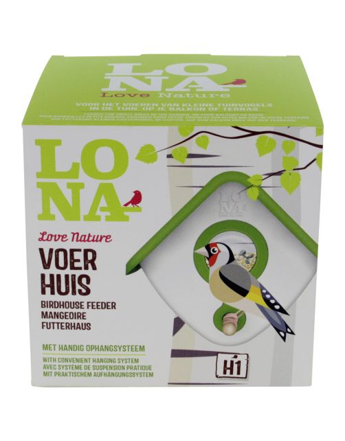 Lona Voerhuis H1 - Voederhuis - 17x18x14 cm Groen Wit