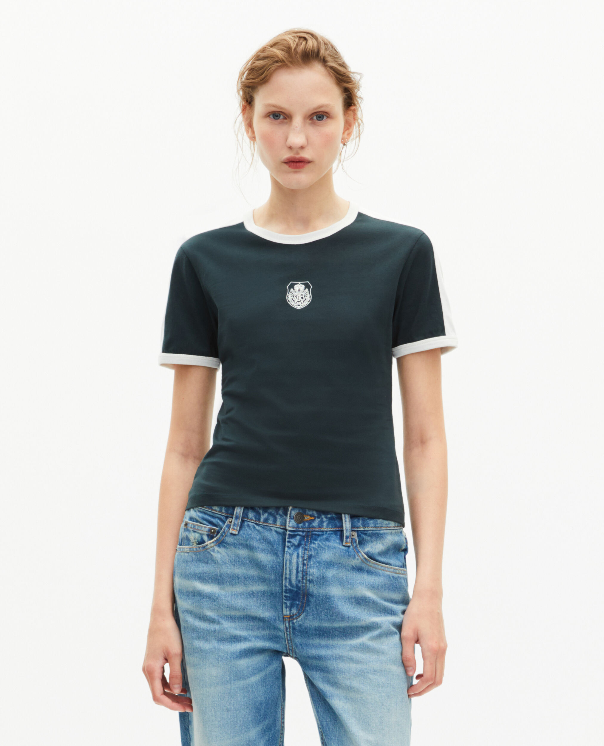 T-shirt avec blason vert foncé