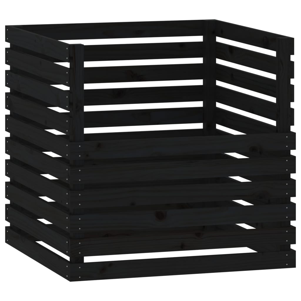 Composteur noir 80x80x78 cm bois massif de pin
