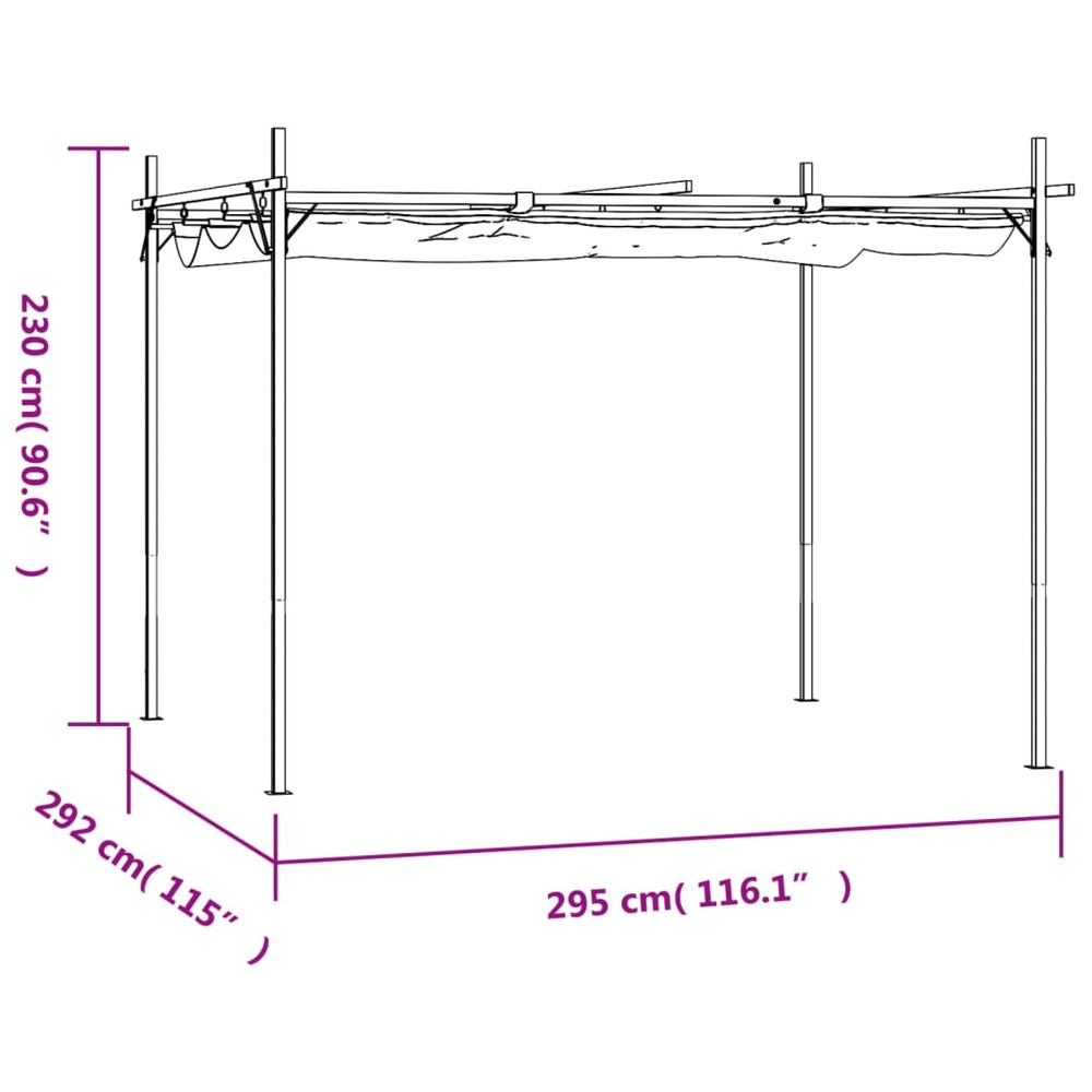 Pergola avec toit rétractable taupe 295x292x230 cm