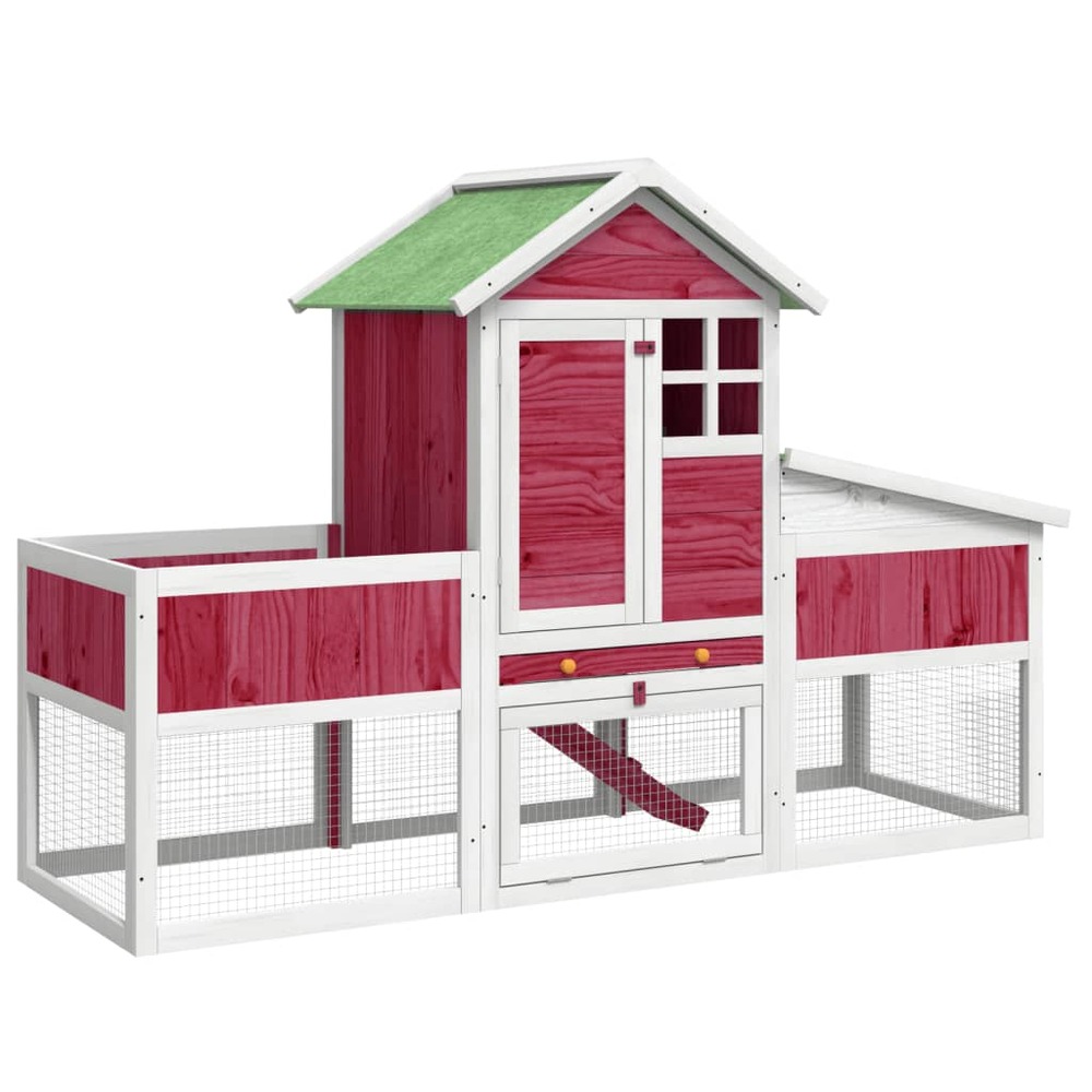 Clapier rouge 170x63x113 cm bois de pin massif