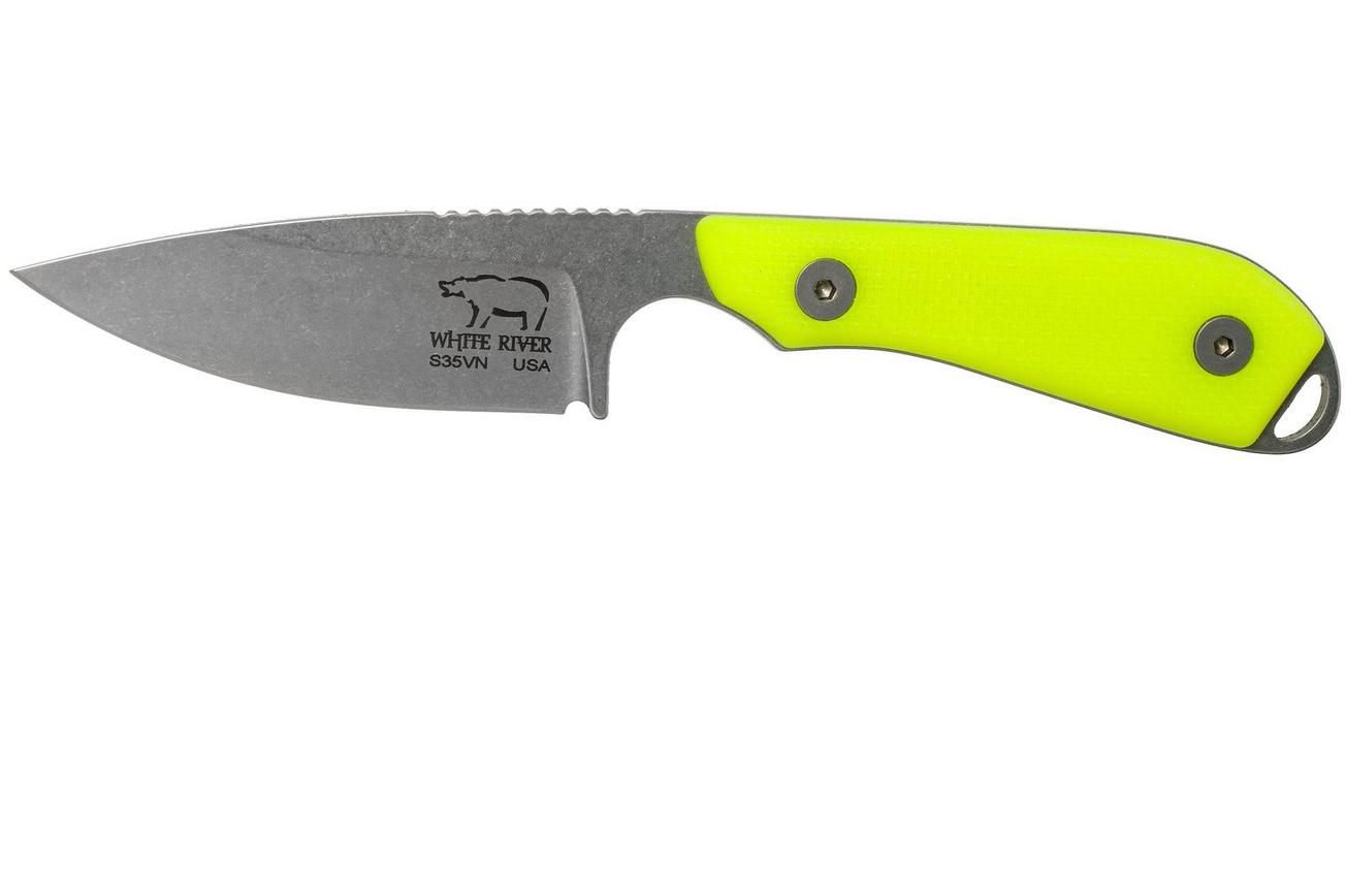 White River Knives M1 Backpacker Pro Yellow G10 vaststaand mes, Kydex schede