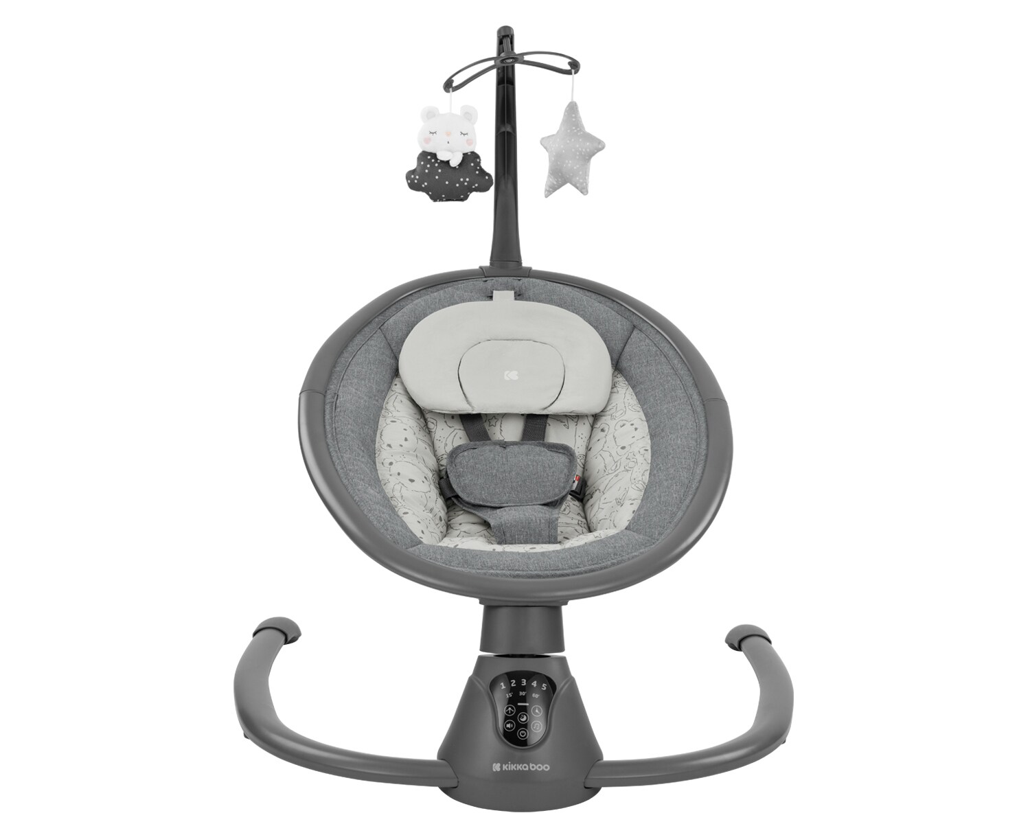 Kikkaboo elektrische Babywippe Twiddle, Schaukelfunktion, Fernbedienung, Timer dunkelgrau