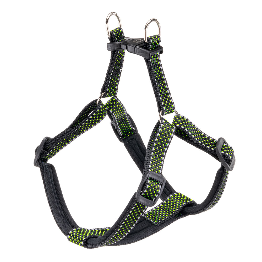 Harnais pour chiens taille moyenne réfléchissant daytona deluxe medium, rembourré, noir-vert