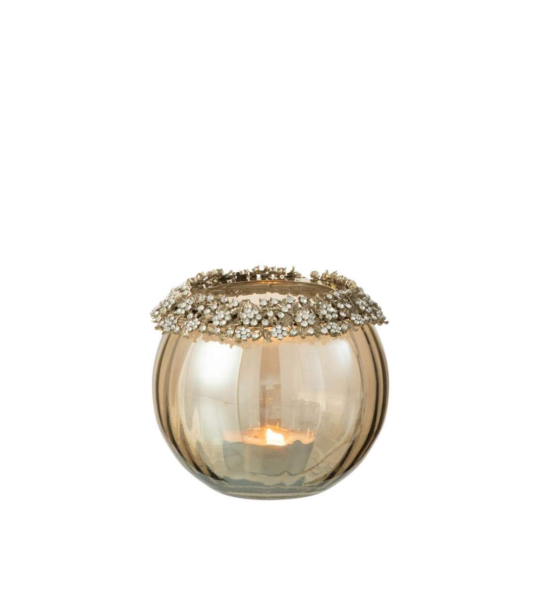 Paris Prix - Photophore En Verre Design vallee 14cm Bronze