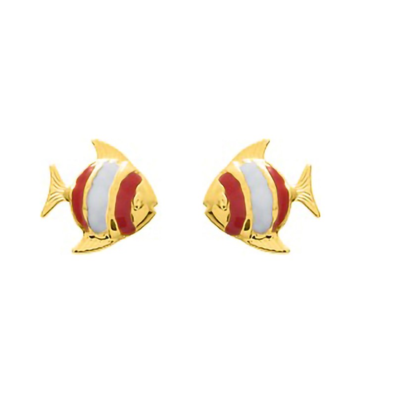 Boucles d'oreilles Enfant - Or 18 Carats - Poisson