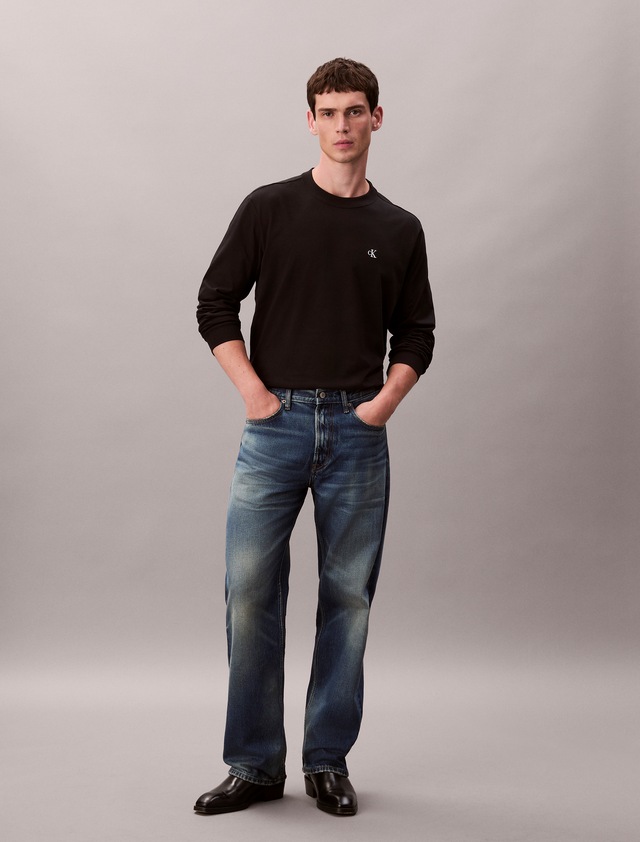 Calvin Klein Jeans Langarmshirt »LS EASY MONOGRAM TEE«, Mit Rundhalsausschnitt, regular fit