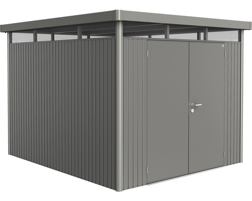 Biohort HighLine H5 tuinhuis met dubbele deuren, 275 x 315 cm, kwartsgrijs metallic