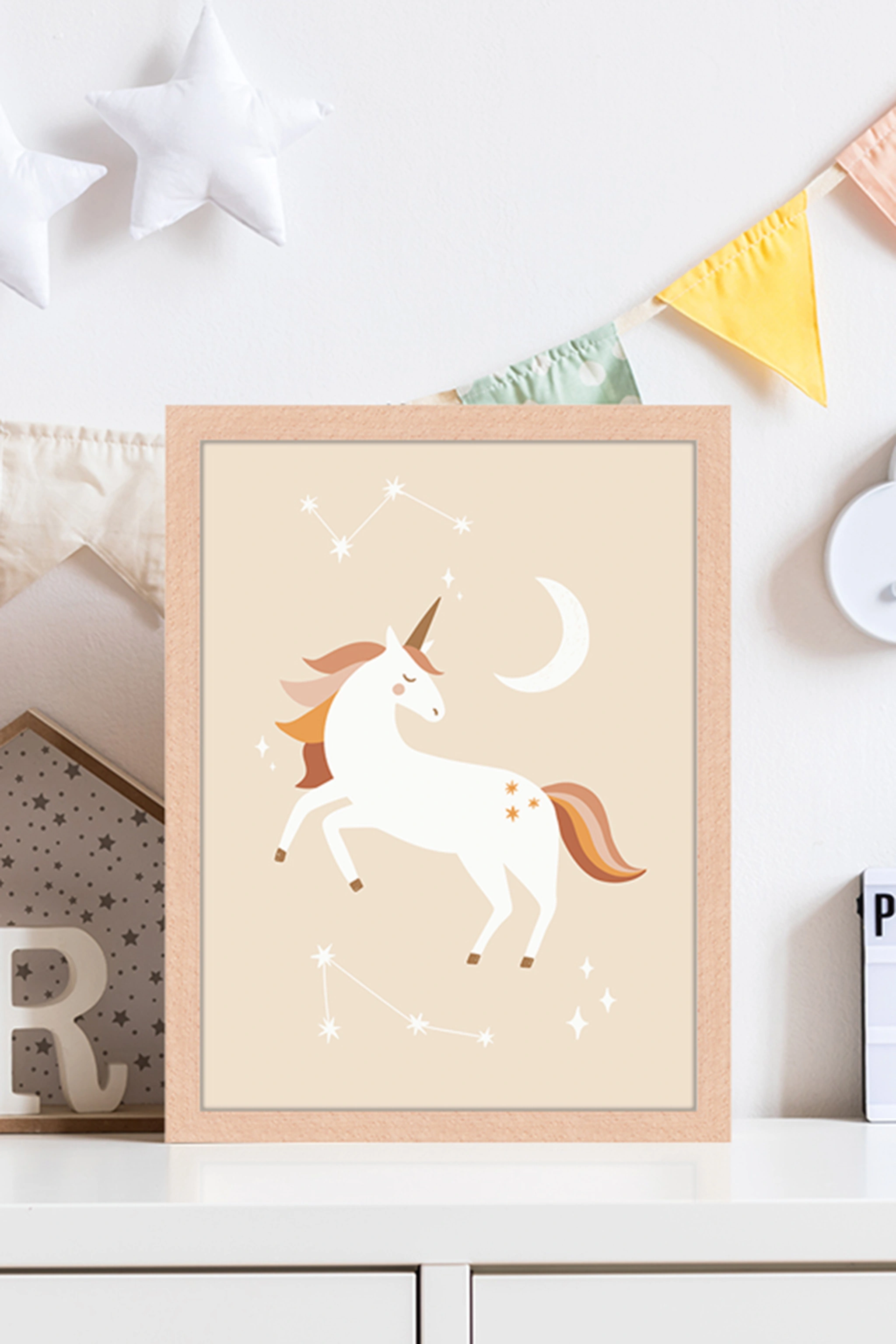 Milan Moon Wandbild ICH LIEBE EINHÖRNER mit Rahmen