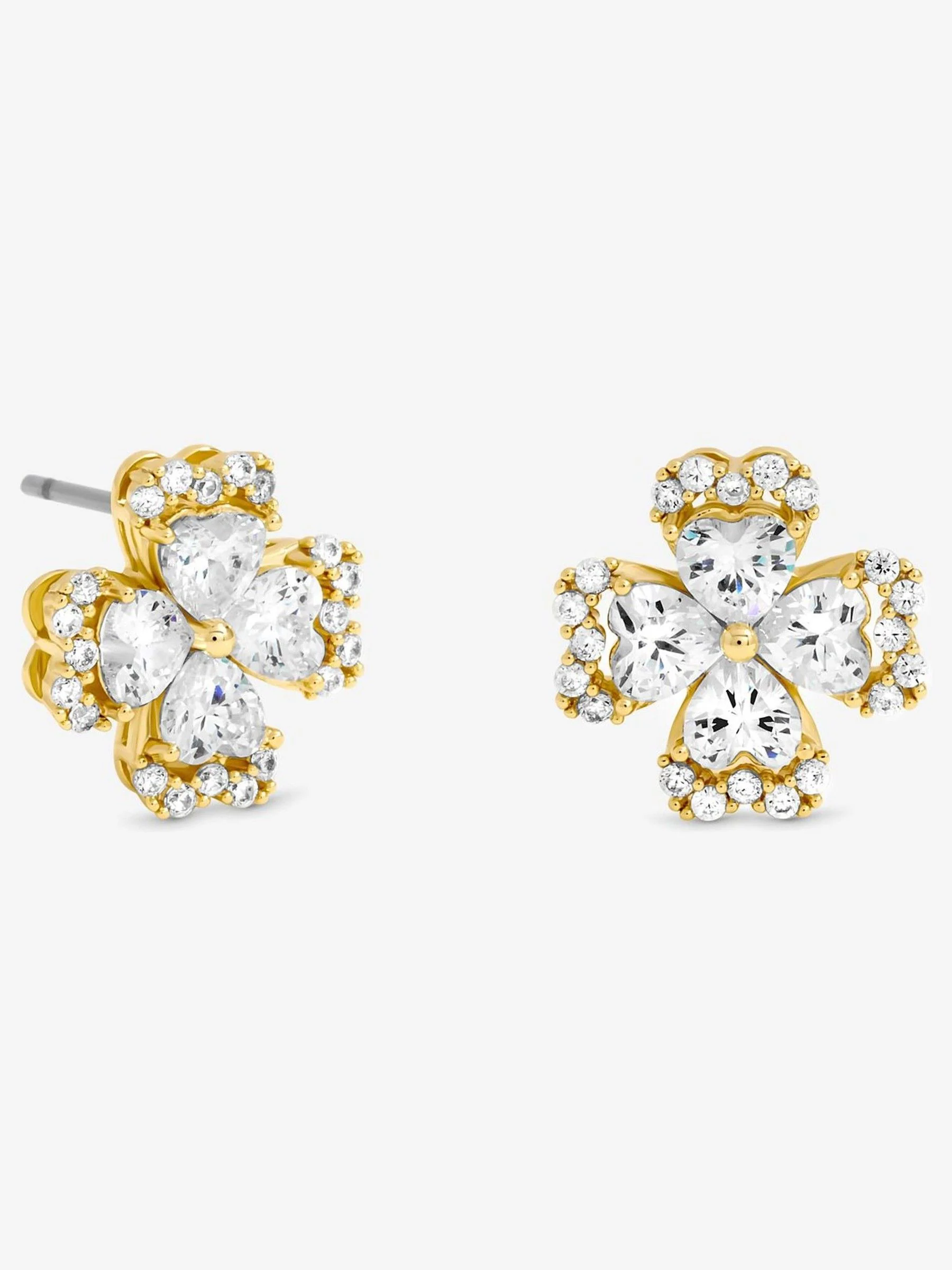 Jon Richard Plated and Crystal Clover Stud Earrings